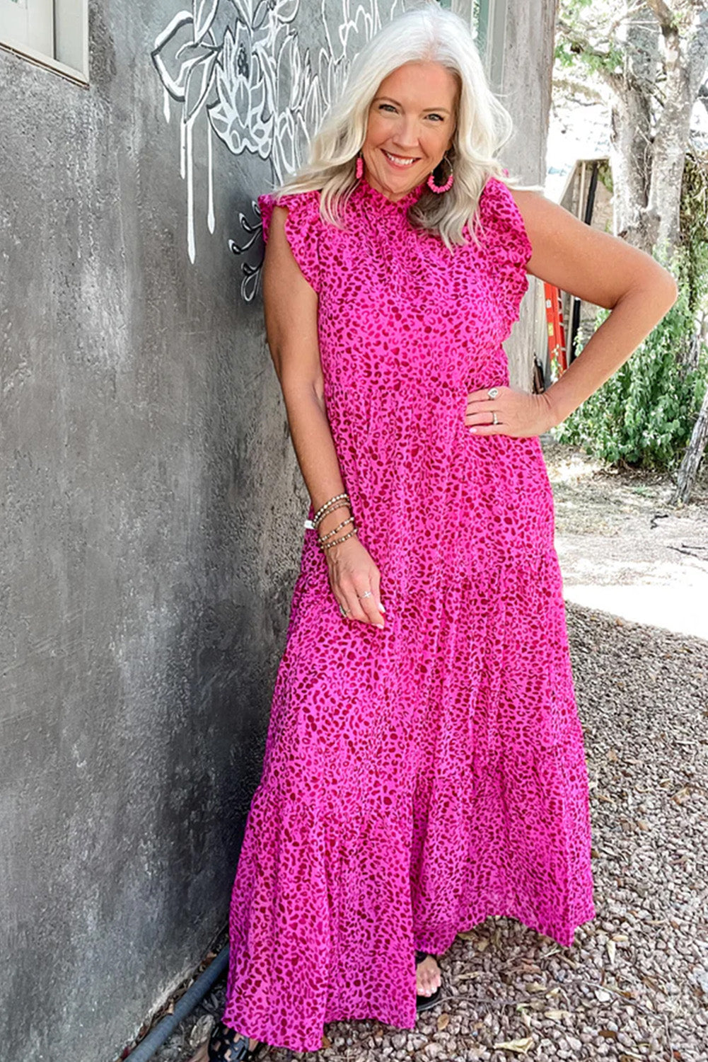 Leopard Print Ruffled Tiered Maxi Dress
