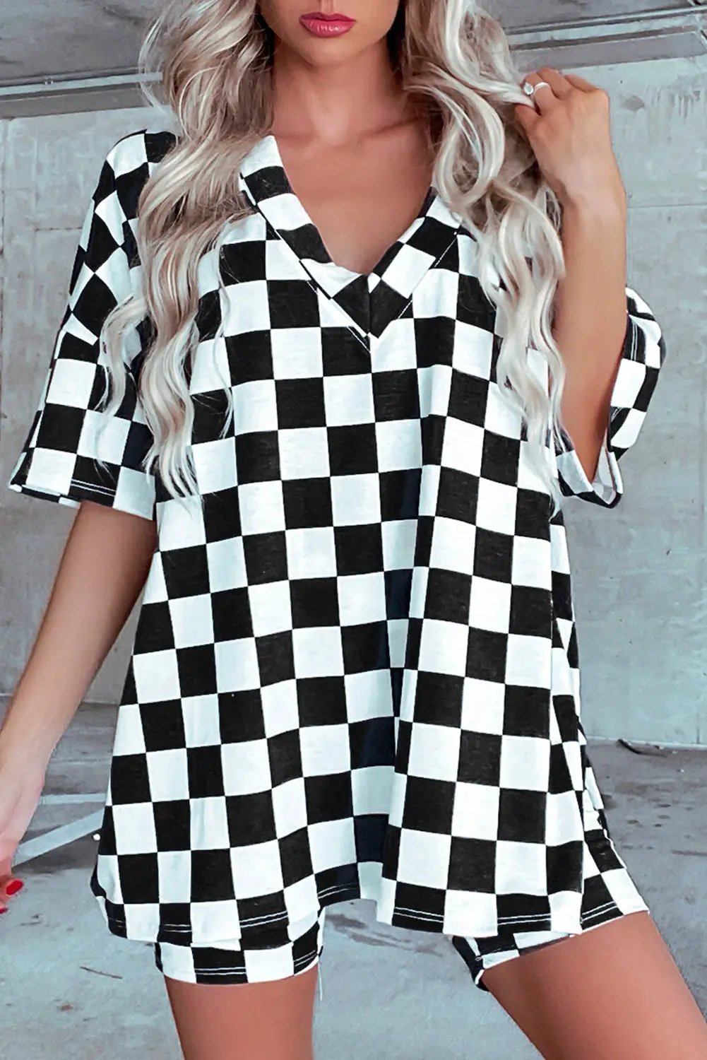 slim fit dress slacks Women's Checkerboard Sling Short Dress