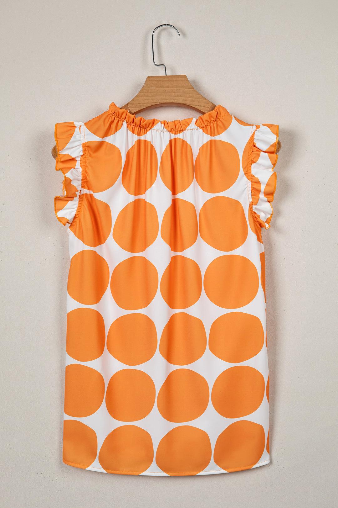 Polka Dot Print Frilled Round Neck Shift Tank Top