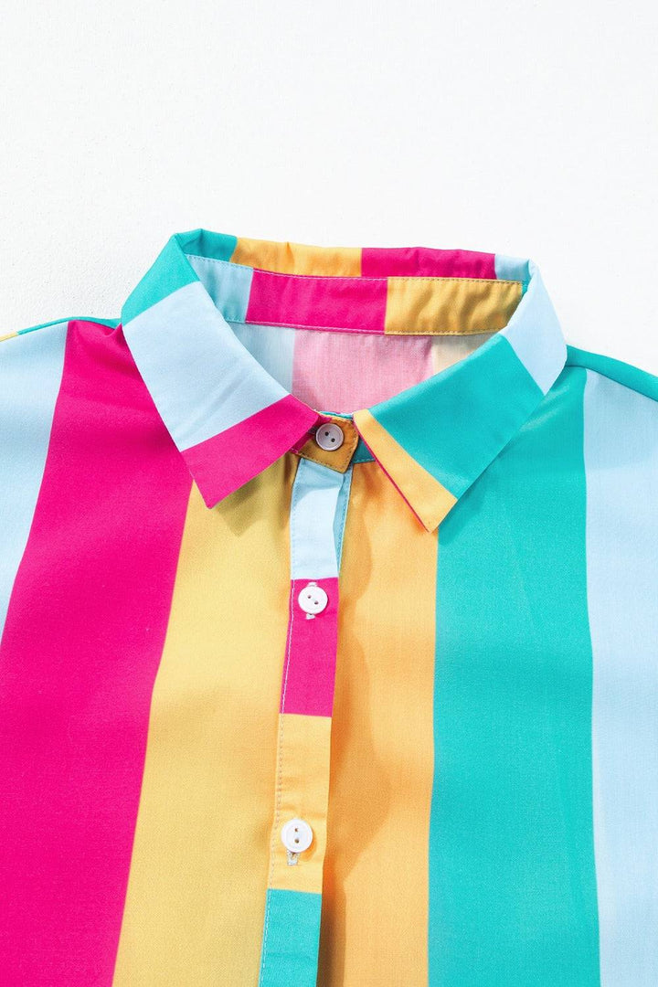 a close up of a colorful shirt on a white background