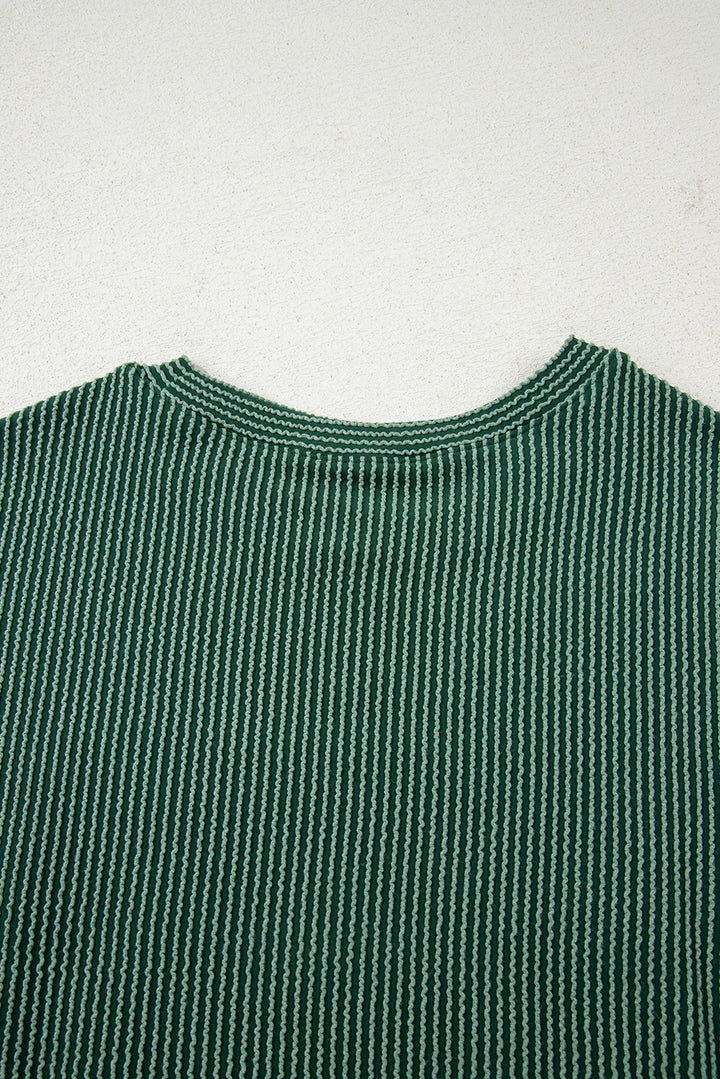Twisted Rib Outlined Merry Letter Graphic Loose Long Sleeve Top