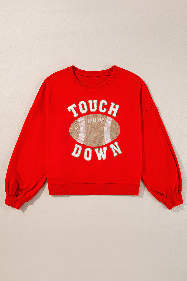 TOUCH DOWN Football Graphic Pullover Sweatshirt