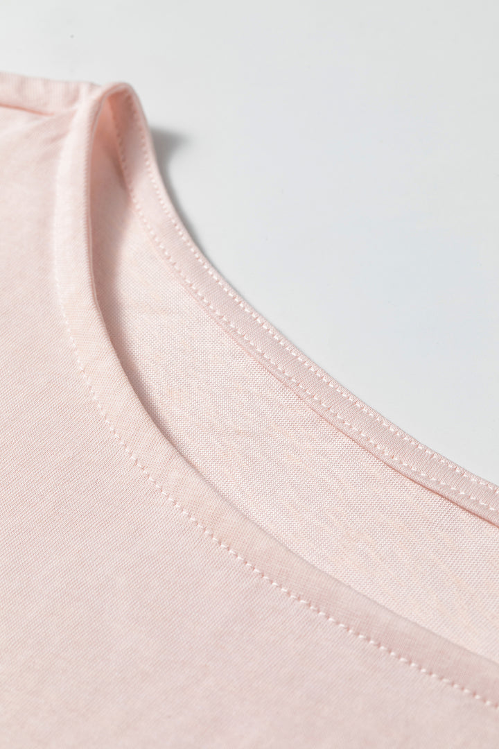 Gossamer Pink Ruffle Sleeve Long Sleeve Loose Pullover Top