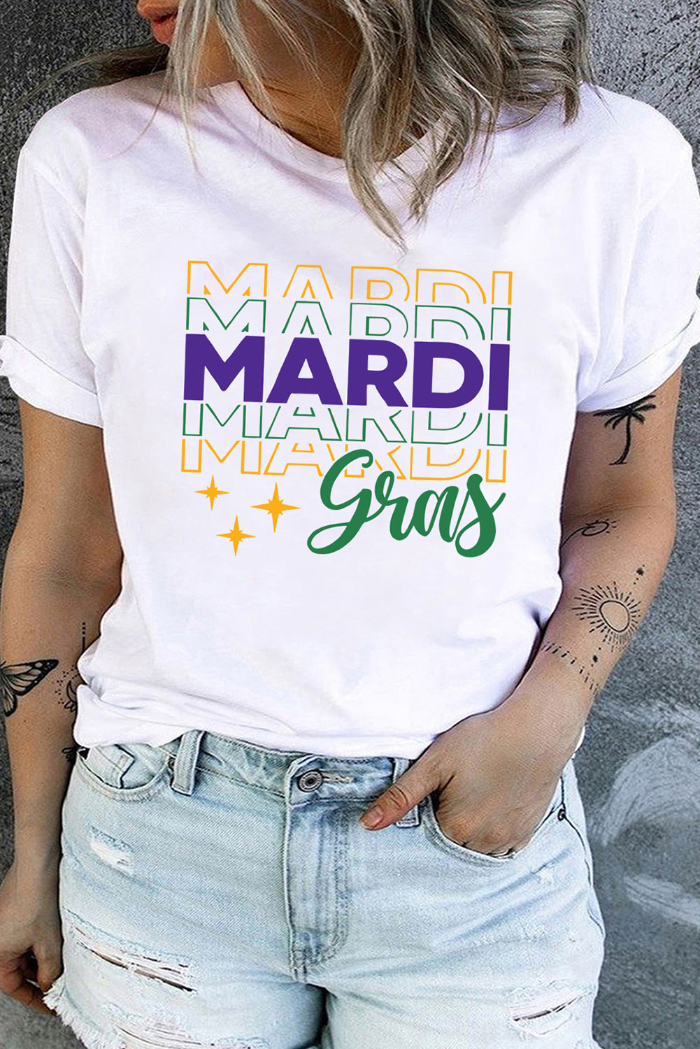 MARDI gras Printed Plus Size T-shirt