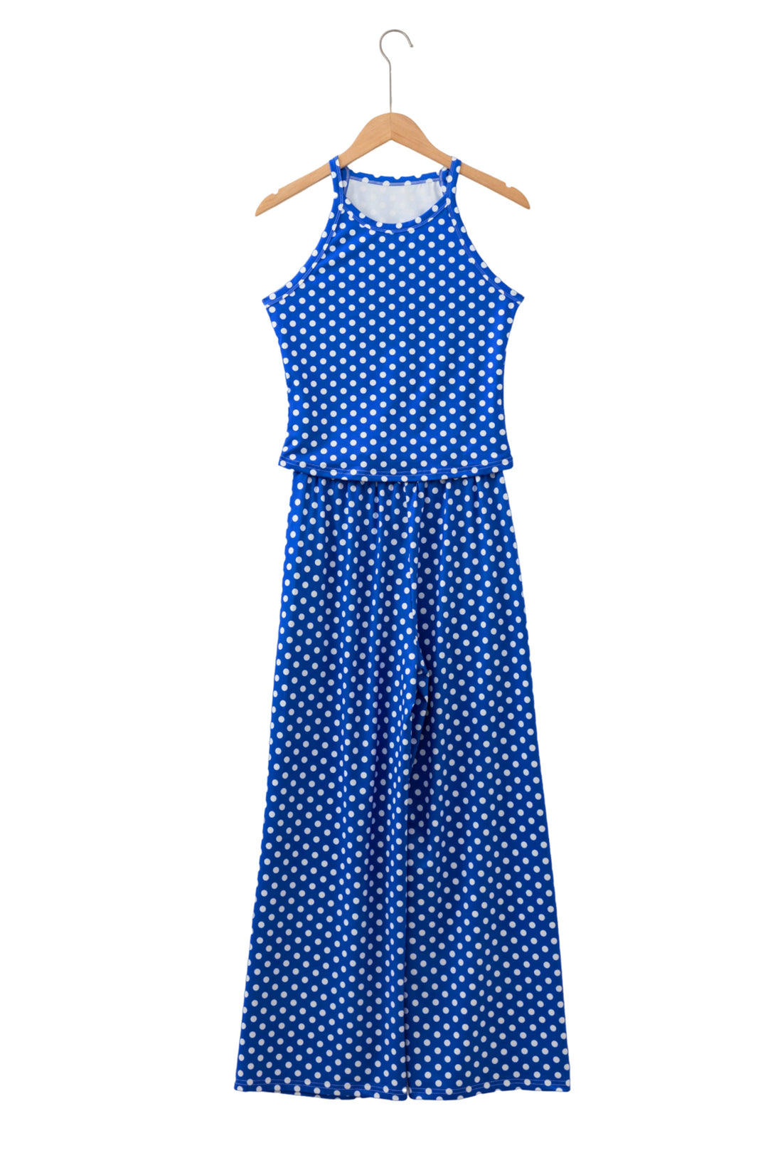 Polka Dot Print Slim Tank Loose Pants 2pcs Outfit