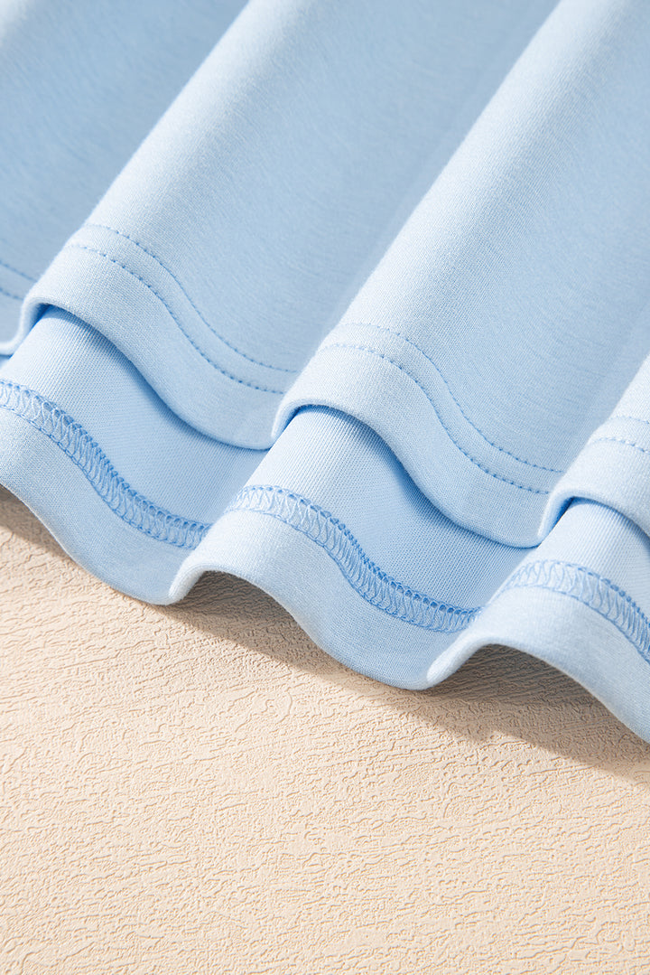 Color Contrast Ruffled Sleeve Collared V Neck Blouse