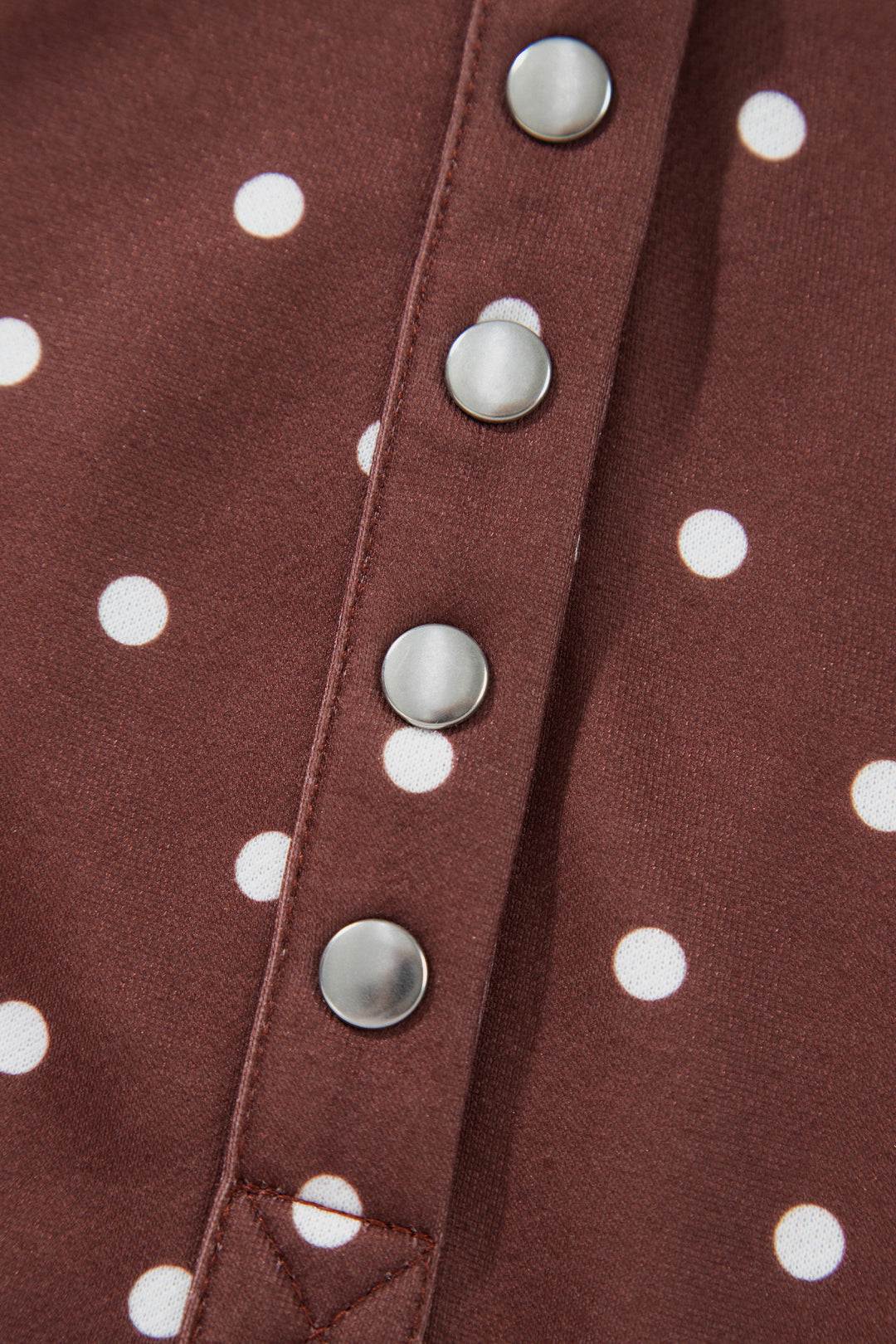 Polka Dot Print Metal Button Collar Casual Pullover Sweatshirt