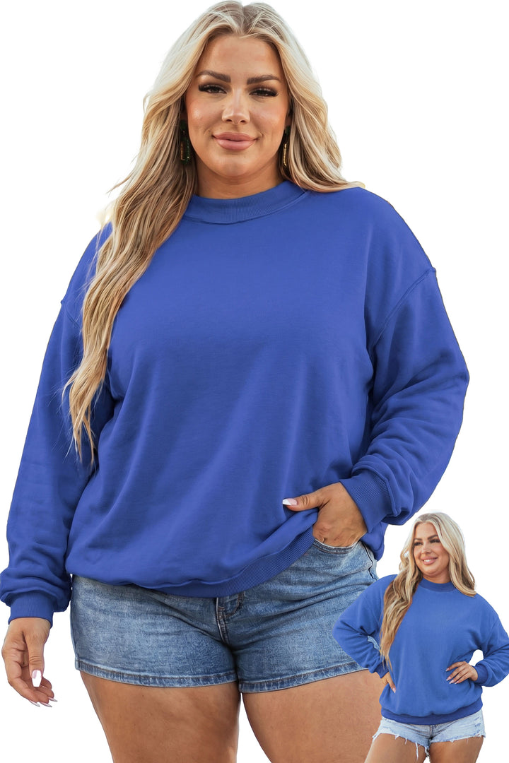 Exposed Seam Detail Reversible Double Wear Plus Size Sweatshirt