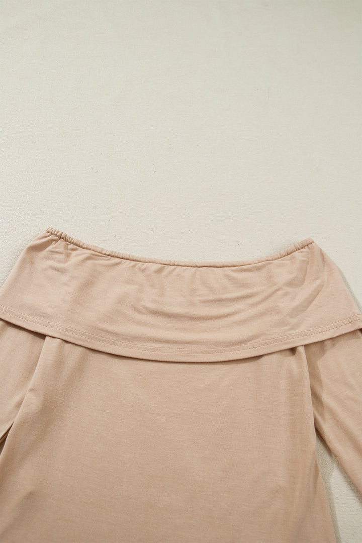 Foldover Off Shoulder Long Sleeve Slim Top