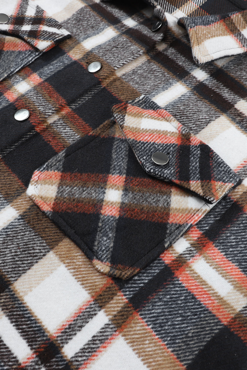 Geometric Plaid Print Pocketed Shacket