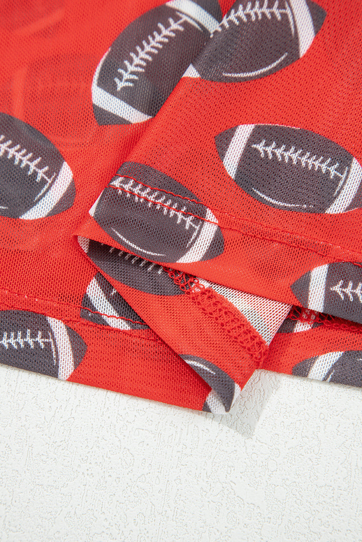 Game Day football Mesh Sheer Long Sleeve Top