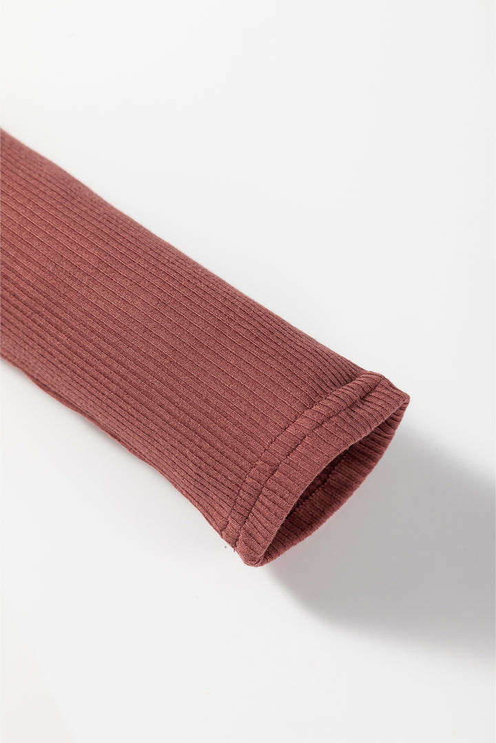 Ribbed Long Sleeve Crew Neck Solid Color Bodysuit