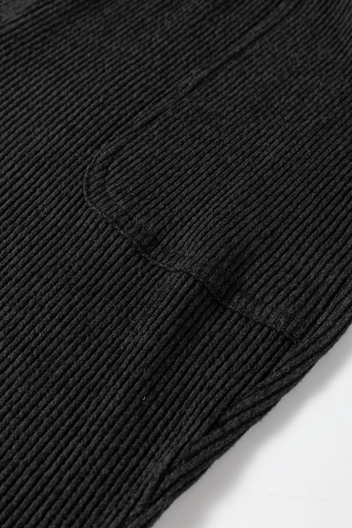 Black Ribbed Drawstring Active Jogger Pants