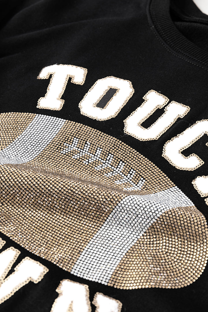 TOUCH DOWN Football Graphic Pullover Sweatshirt