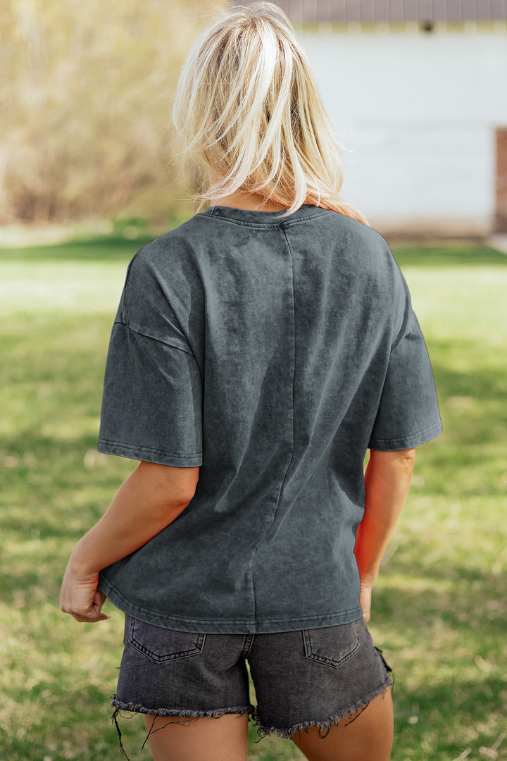 Solid Color Cotton Mineral Washed Oversize Tee