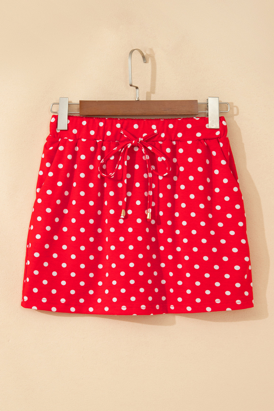Polka Dot Drawstring Casual Mini Skort