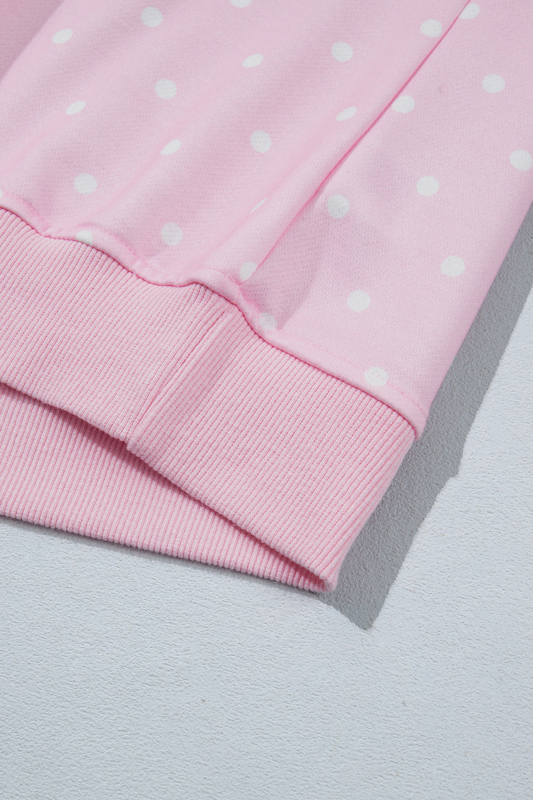 Polka Dot Print Metal Button Collar Casual Pullover Sweatshirt