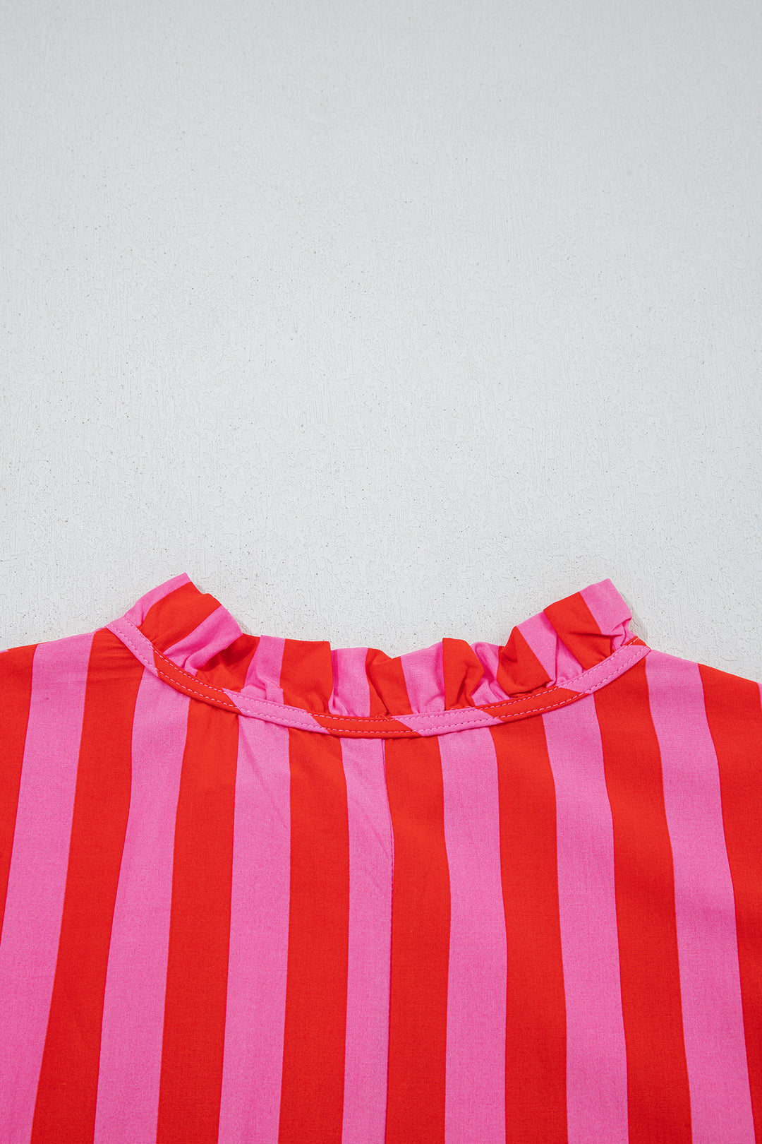 Stripe Half Button Puff Sleeve Loose Mini Dress