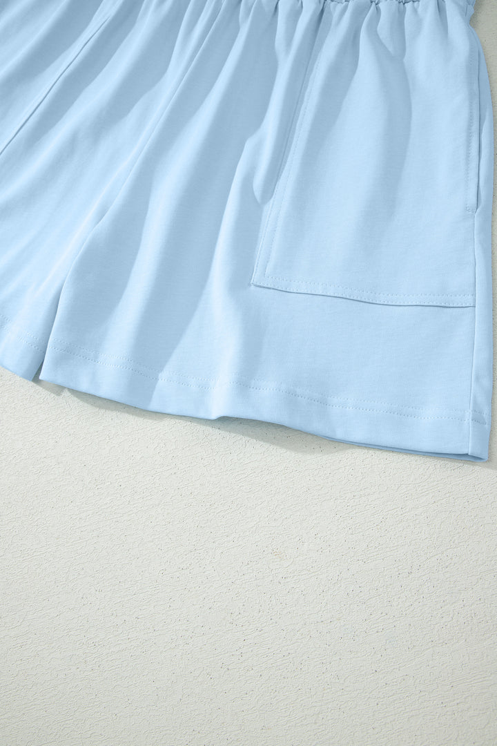 Stitched Detail Loose Tank Top Cotton 2pcs Short Set