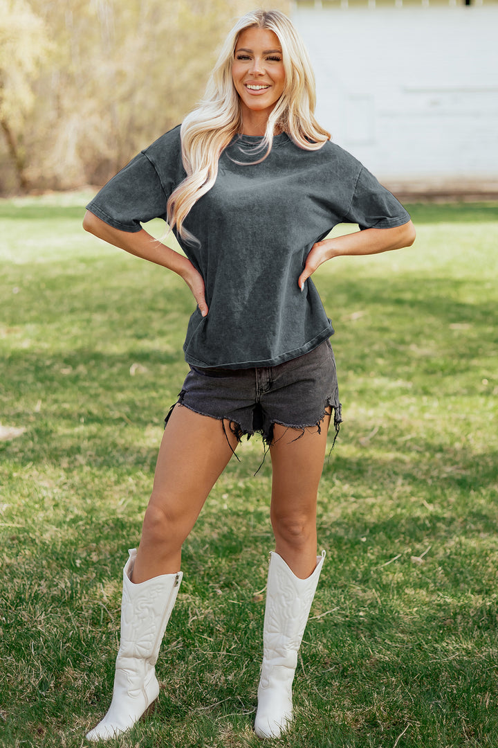 Solid Color Cotton Mineral Washed Oversize Tee