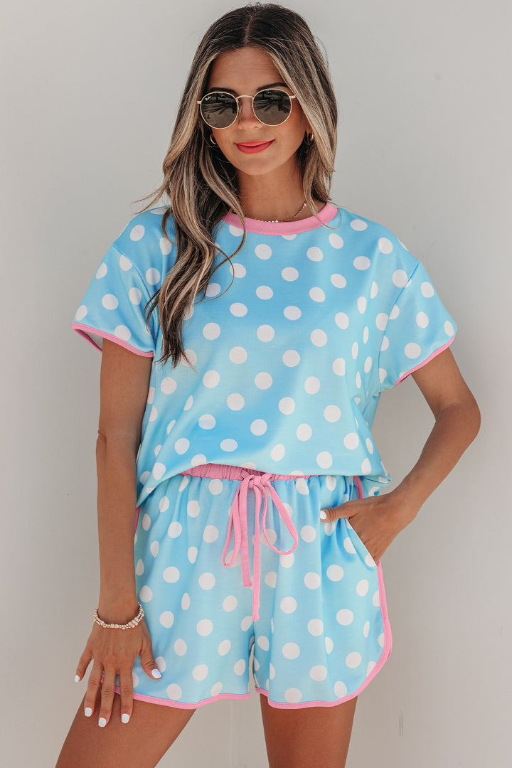 Polka Dot Contrast Edge Casual Short Set