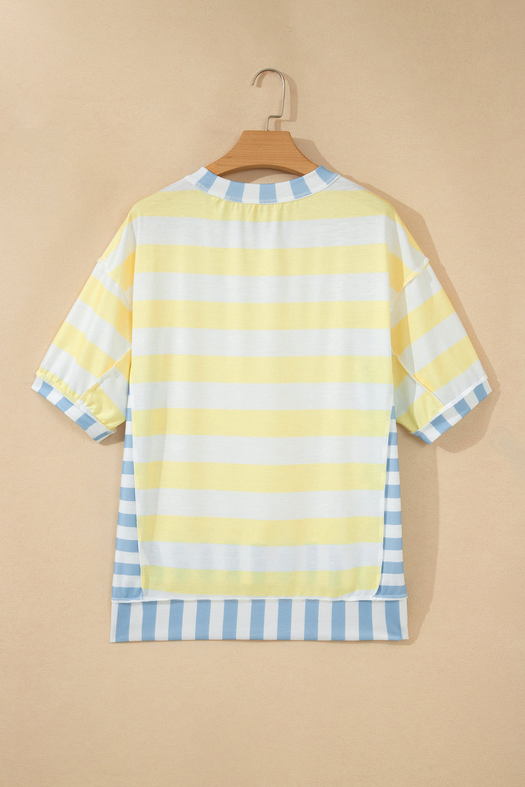 Stripe Exposed Seam Contrast Patchwork Oversized Top