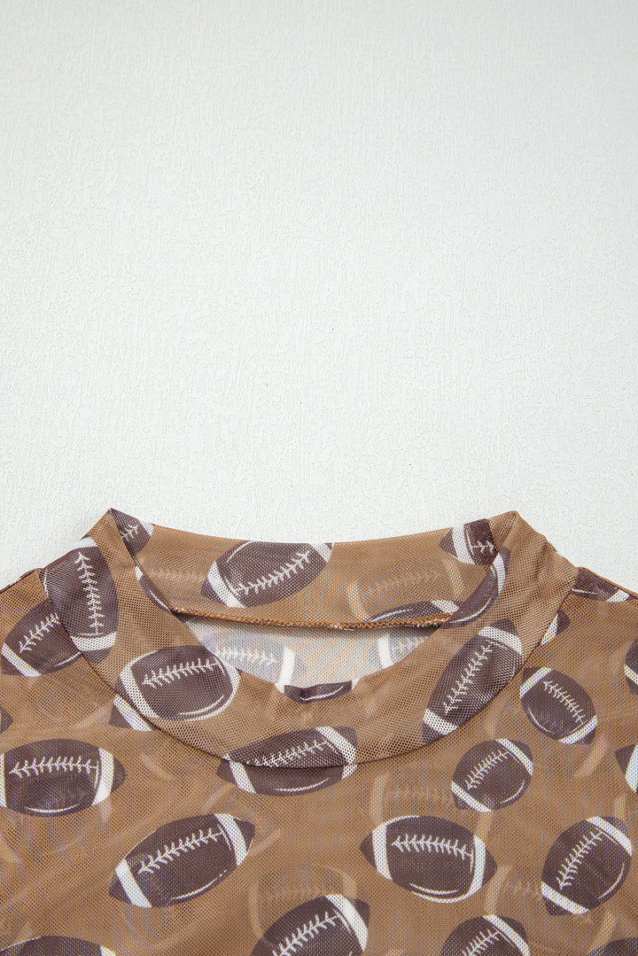 Game Day football Mesh Sheer Long Sleeve Top