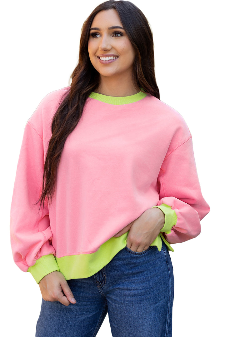 Colorblock Bubble Sleeve Sweatshirt