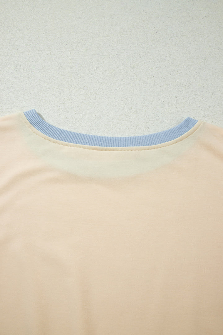 Colorblock Edge Drop Shoulder T Shirt and Skort 2Pcs Set