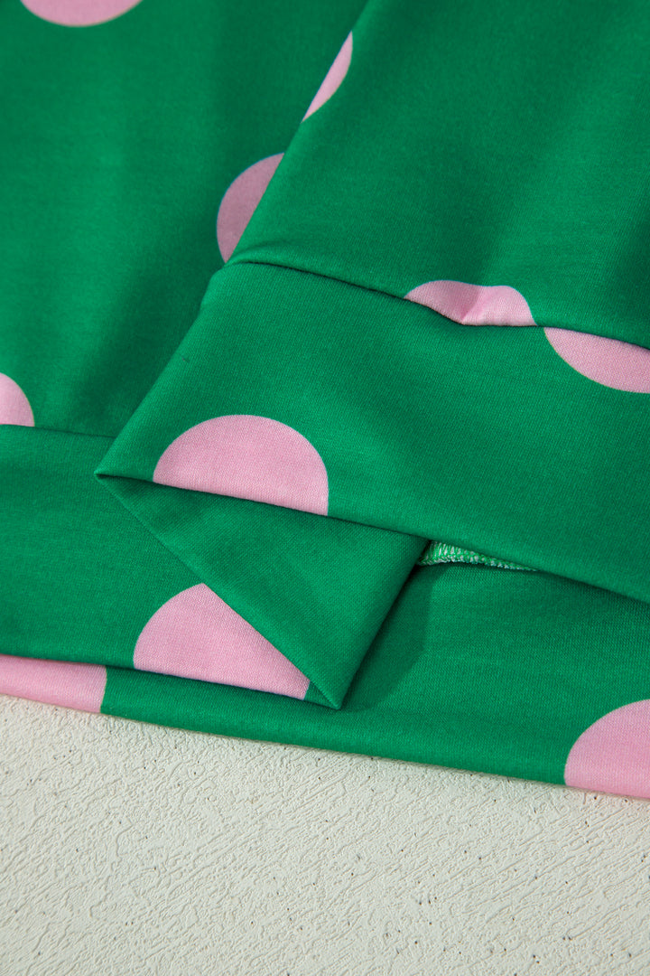 Polka Dot Print V Neck Tee Short Set