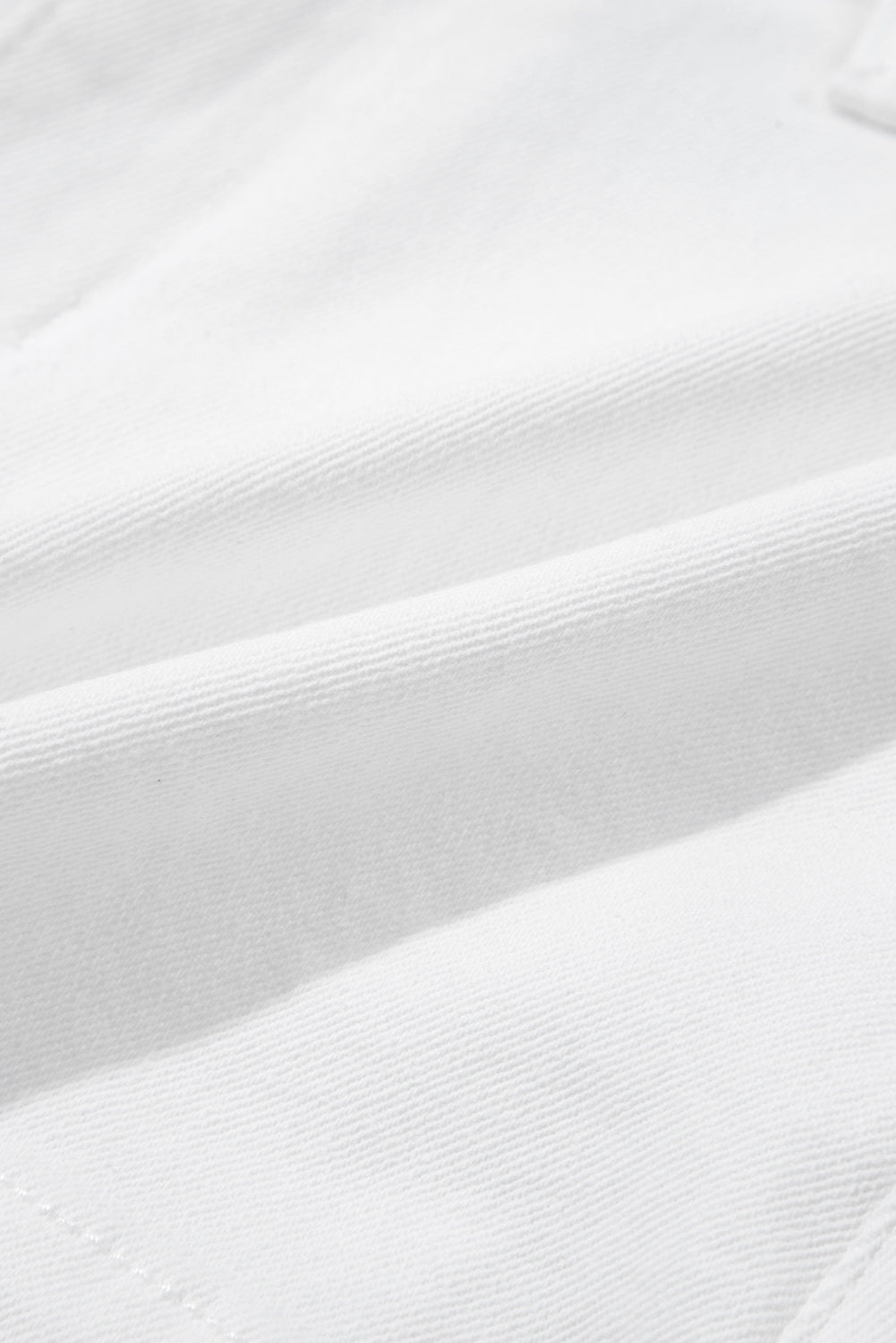 White Scalloped Hemline Acid Wash High Waist Denim Shorts