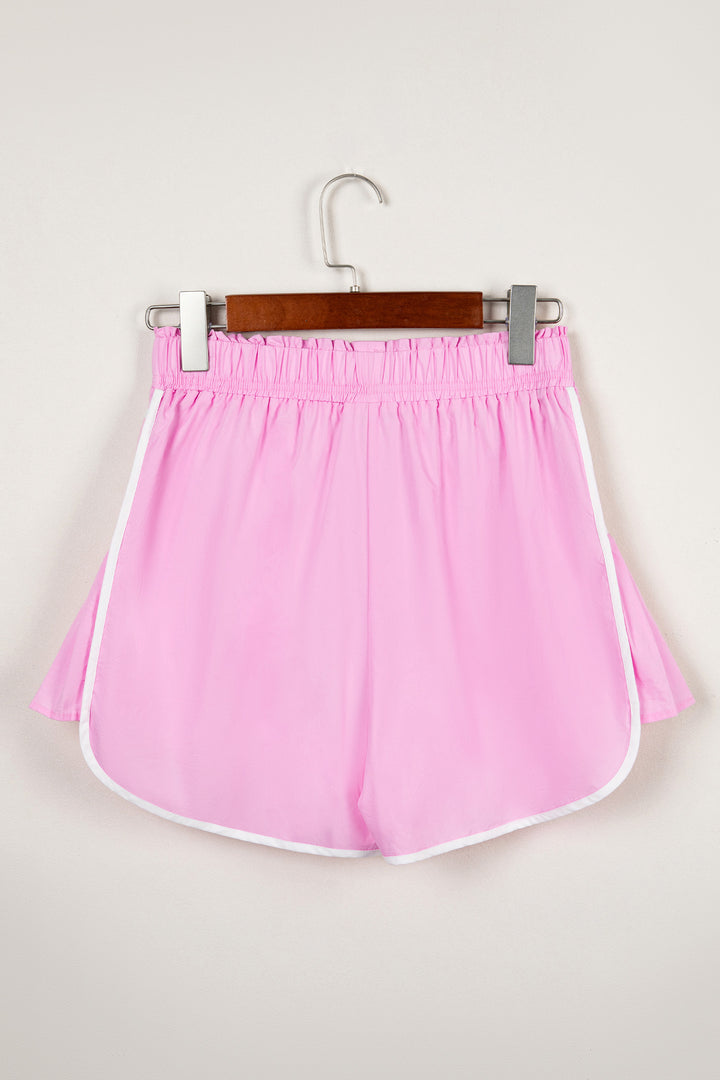 Bonbon Contrast Trim Pleated Casual Active Shorts