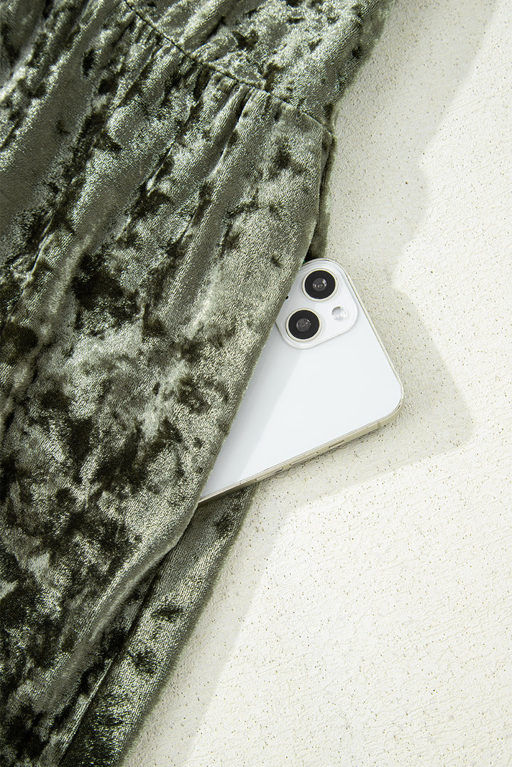 Plus Size Velvet Babydoll Mini Dress with Puff Sleeve