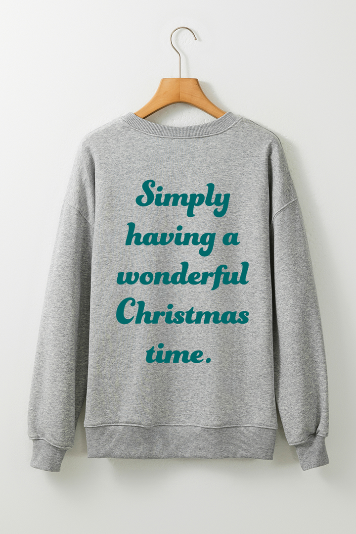 Gray Double Side Print Christmas Tree Letter Graphic Sweatshirt