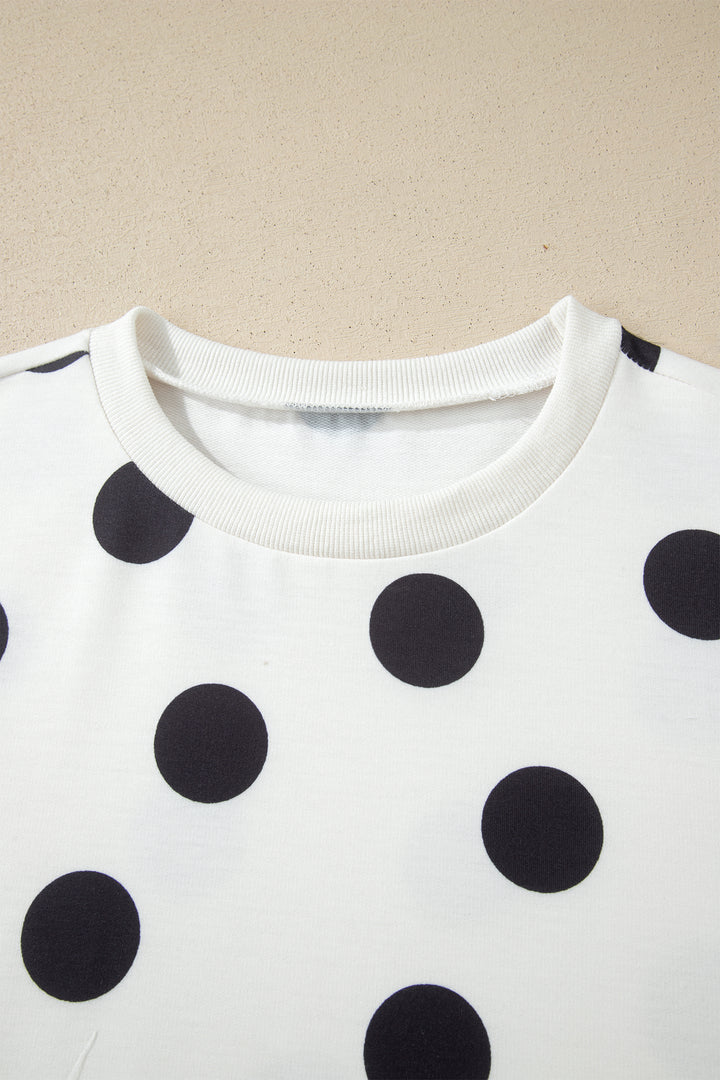 Polka Dot Short Sleeve Top Casual Skort 2pcs Outfit