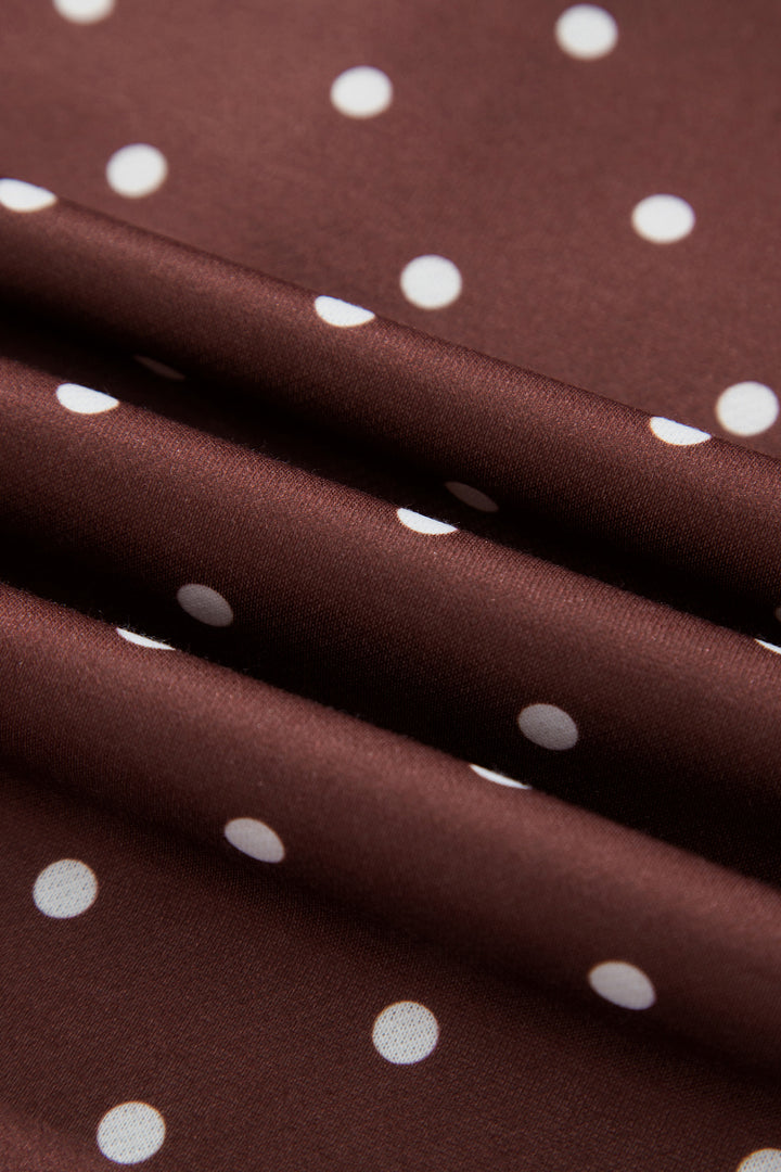 Polka Dot Print Metal Button Collar Casual Pullover Sweatshirt