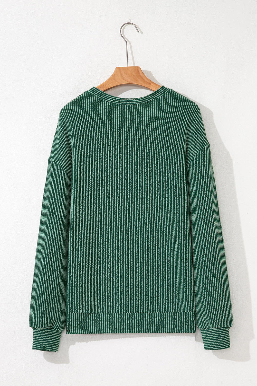 Twisted Rib Outlined Merry Letter Graphic Loose Long Sleeve Top