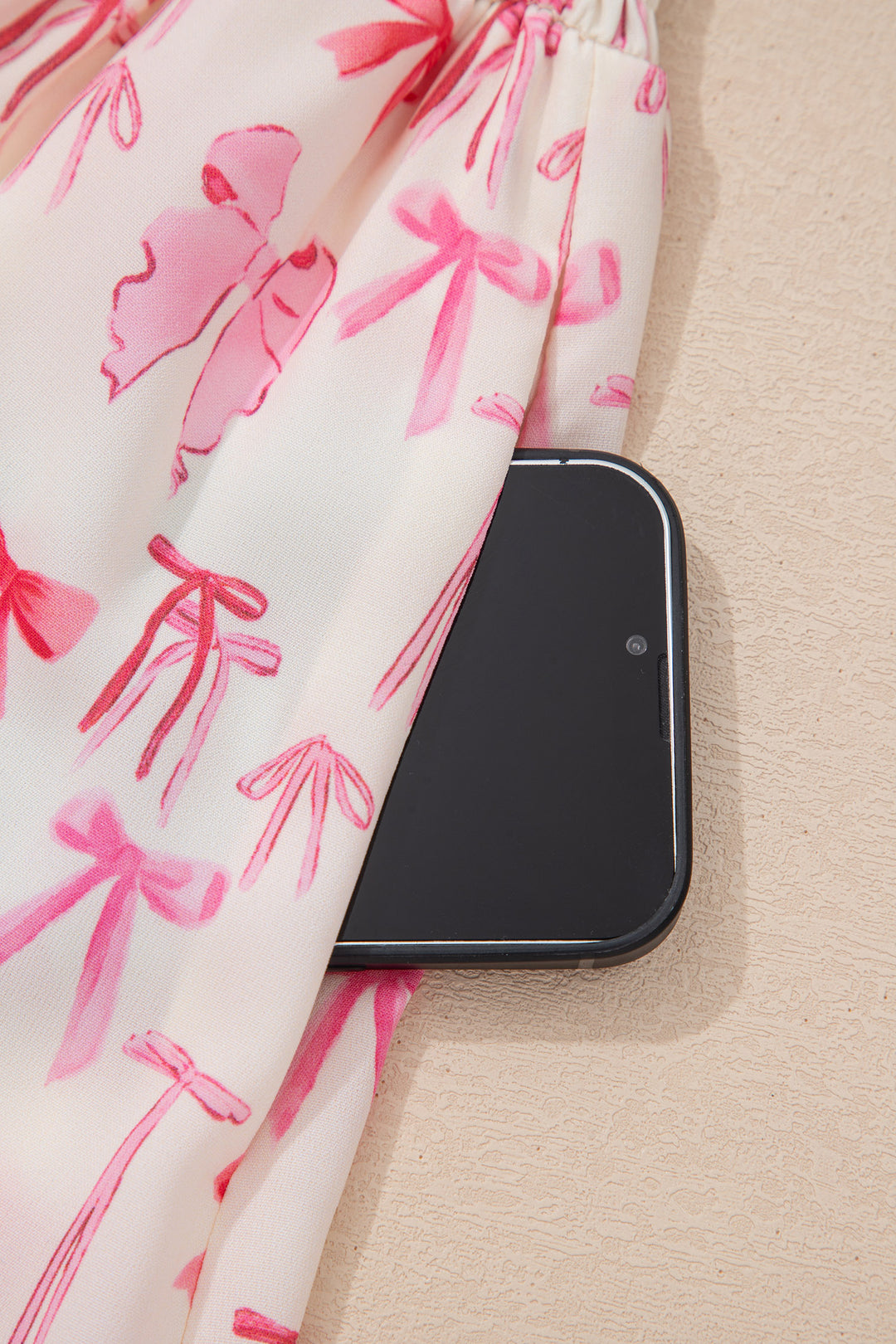 Pink Full Zip Cinched Waist Sleeveless Bow Mini Dress