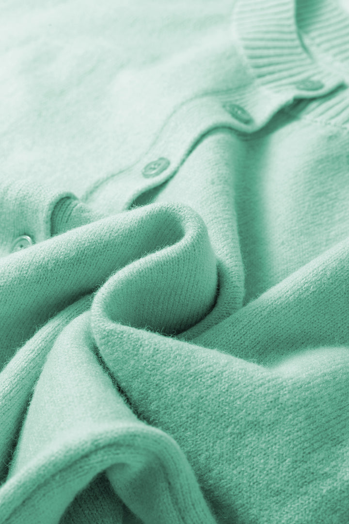 3/4 Sleeve Boxy Knit Button Down Sweater Cardigan