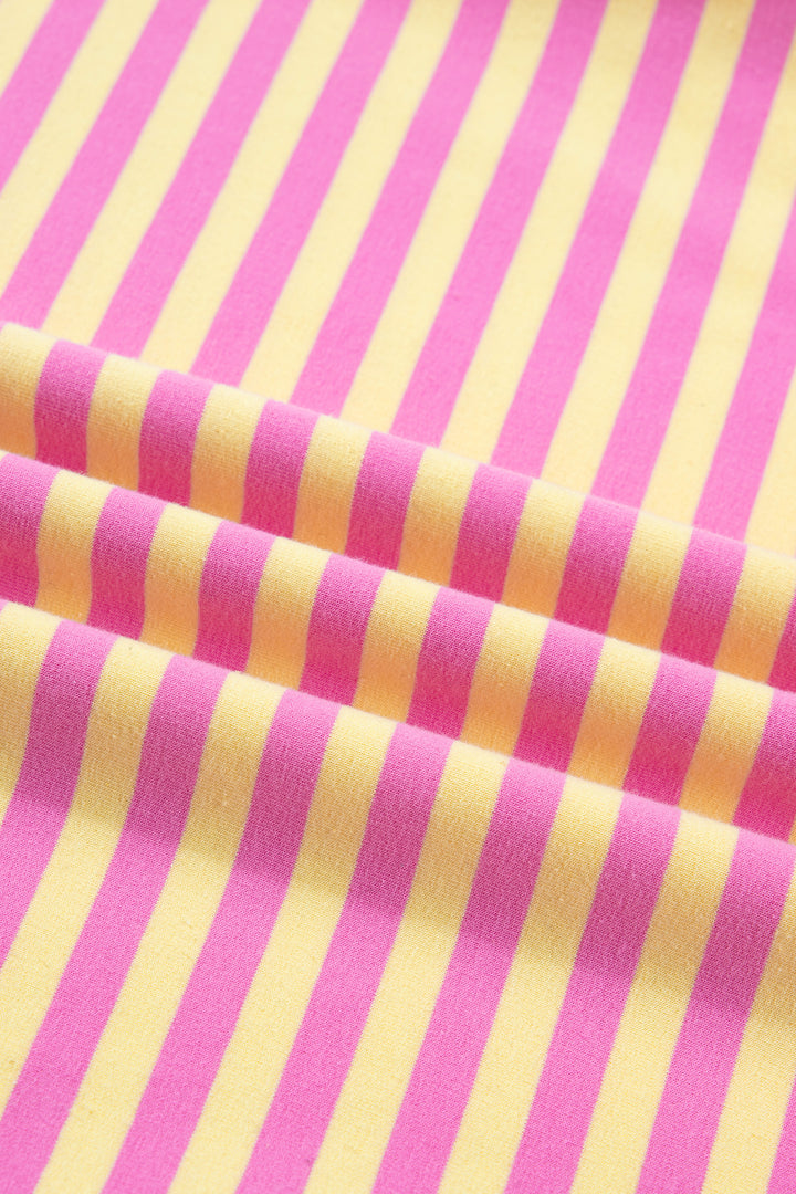 Stripe Drop Shoulder Boxy Casual Terry Short Set