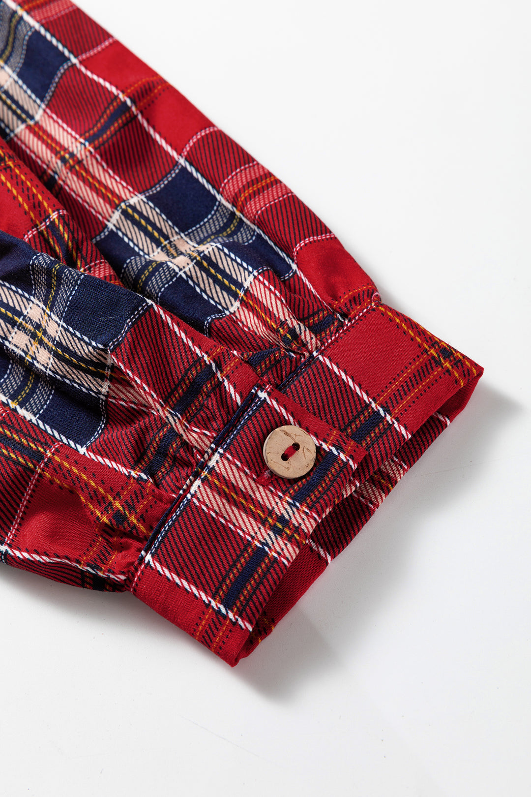 Red Plaid Print Frilly Collar Long Sleeve Shift Mini Dress