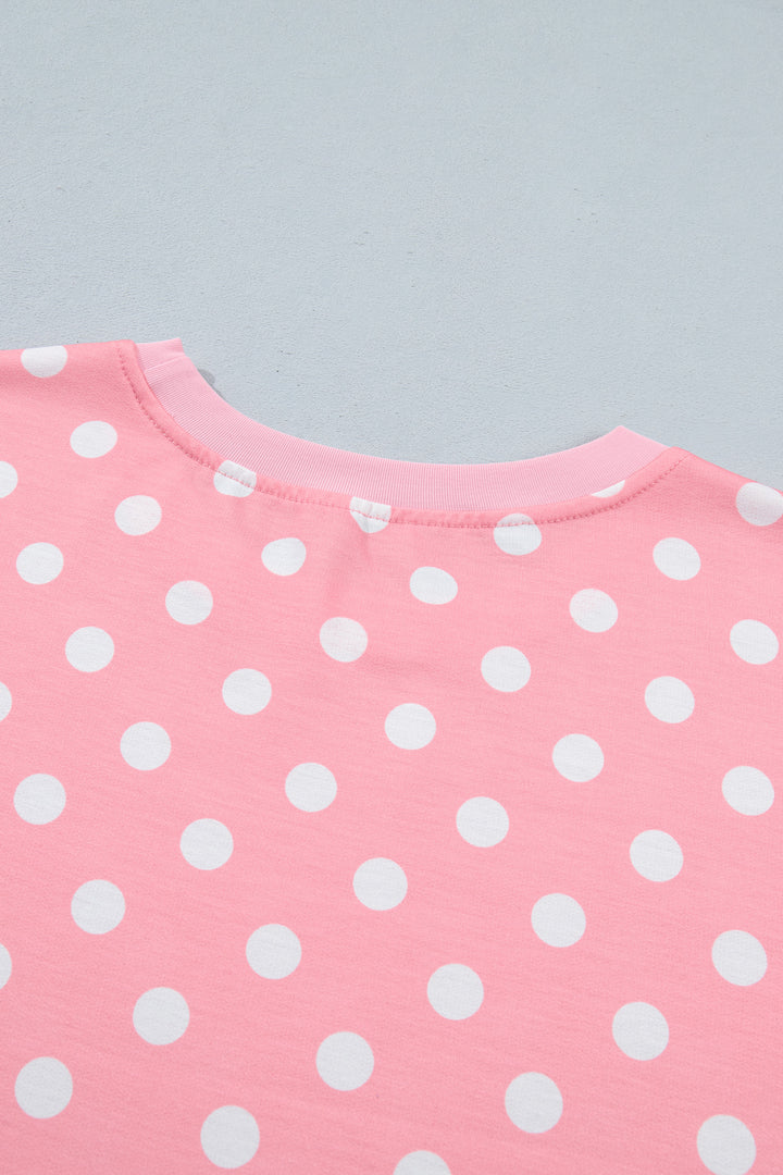 Polka Dot Oversized Top Drawstring Short Set