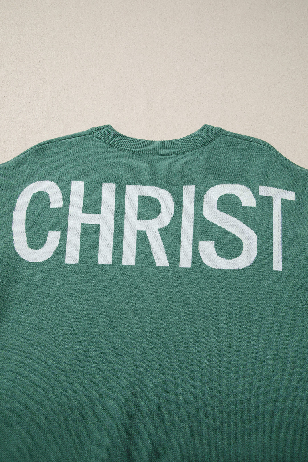 Blackish Green HO HO HO MERRY CHRISTMAS Drop Shoulder Loose Sweater