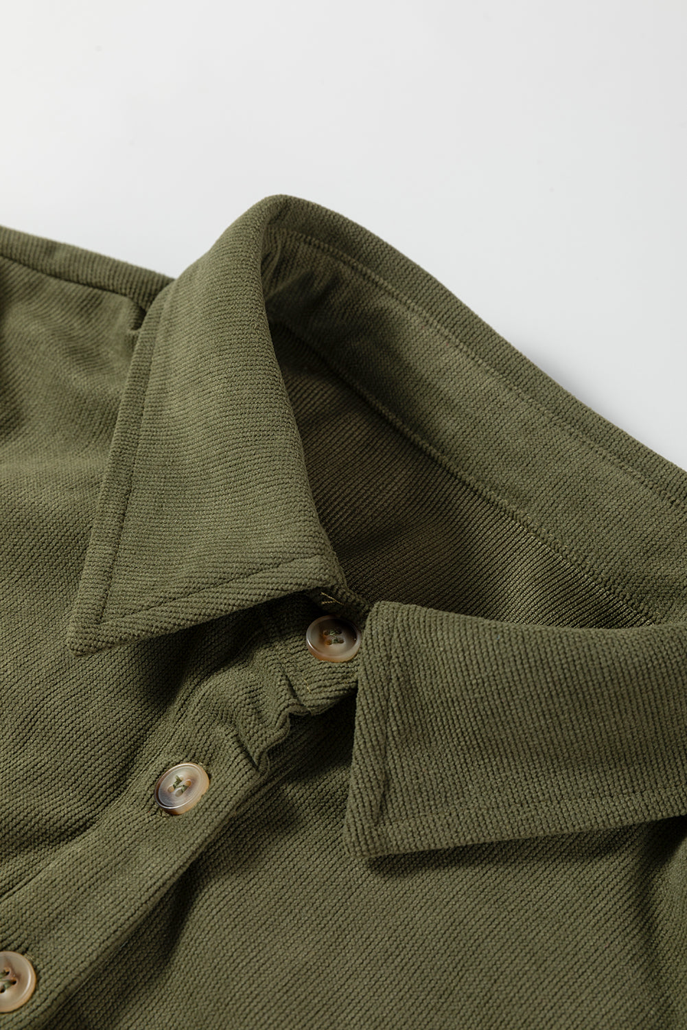 Corduroy Half Button Collared Long Sleeve Mini Dress