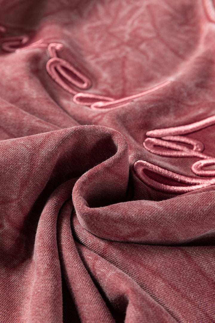 saved by grace Letter Embroidery Mineral Wash Loose Sweatshirt