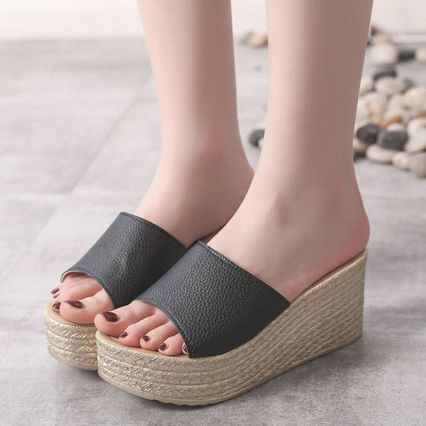 PU Leather Open Toe Sandals -