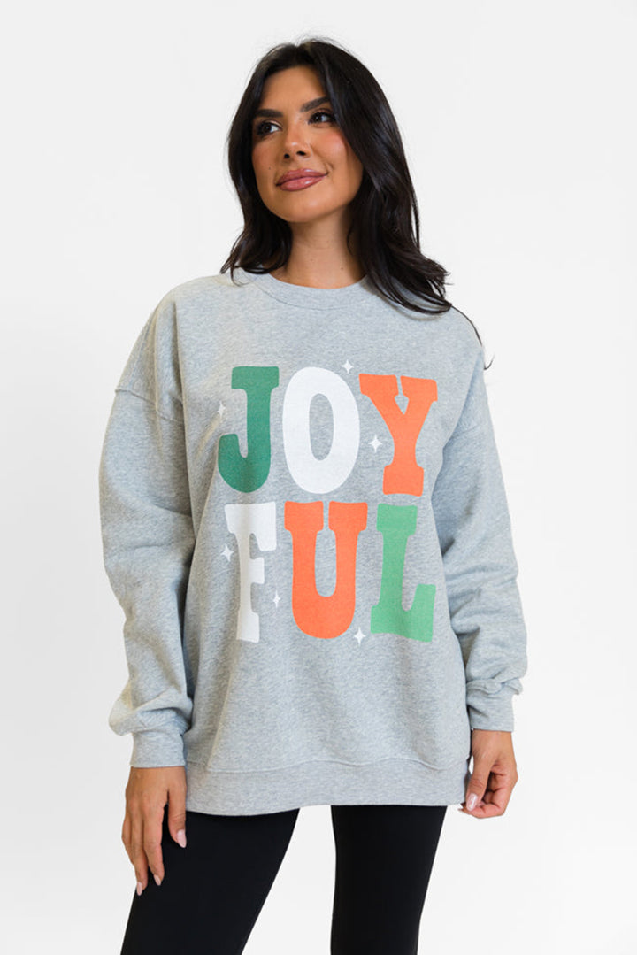 Gray JOYFUL Christmas Wish Printed Sweatshirt