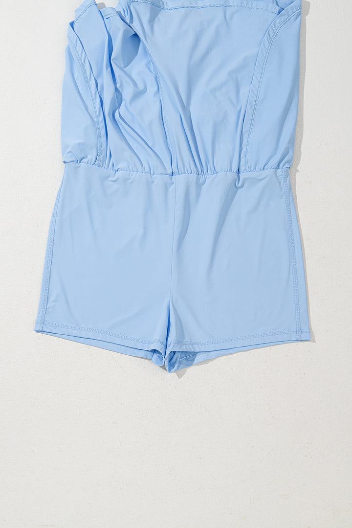 Myosotis Plain Sleeveless Loop Drawstring Cinched Waist Romper