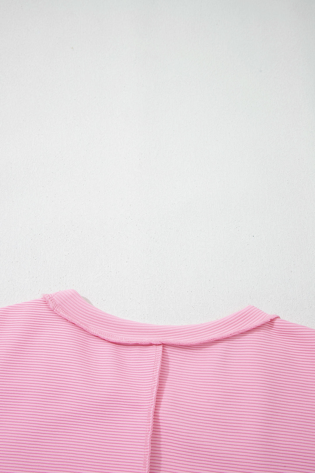 Pink Horizontal Ribbed Exposed Seam Detail Drop Shoulder Baggy Pullover