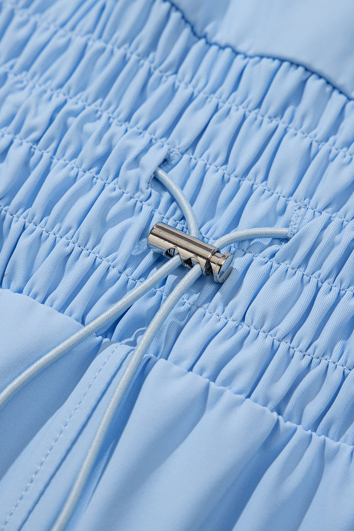 Myosotis Plain Sleeveless Loop Drawstring Cinched Waist Romper